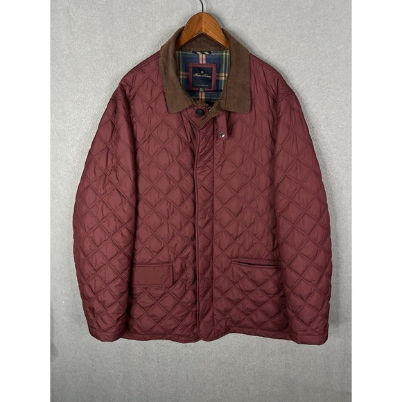 Brooks Brothers Big Tall Paddock Diamond Quilted Coat Burgundy Thermore 2XL